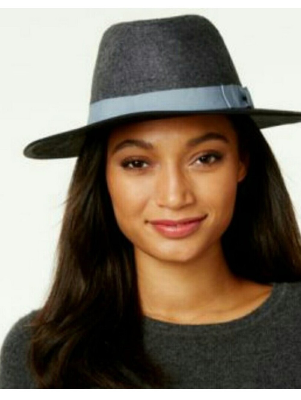 INC Two-Tone Wide Brim Wool Fedora - Gray Crown, Black Brim. NWT